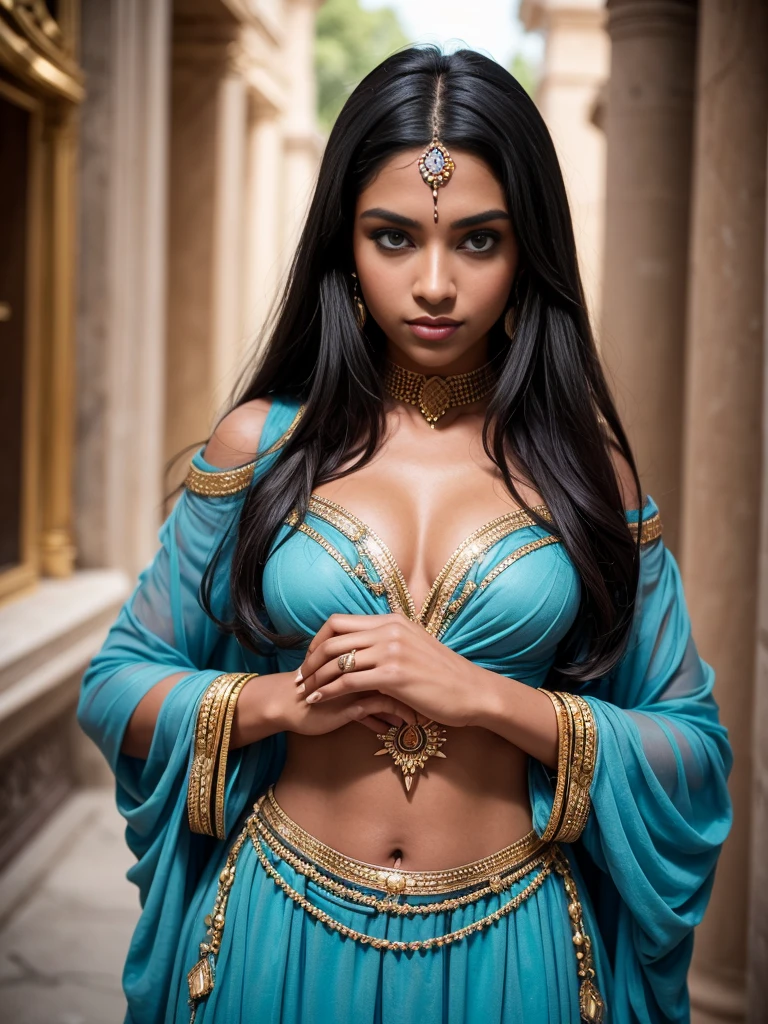 Masterpiece, paparazzi shot of scantily SMALL BOBBIES, INTENSE BEAUTIFULL BLUE EYES, skinny roman girl, fking_scifi, fking_scifi_v2, portrait of a young, seductive, extremely beautiful and attractive woman, in ancient roma Palatino palñace 41bc, happy smiling face, several uglies big black men behind her, long BLack hair, full body, rich colorful clothes and golden jewelry, close up, regal pose and attitude. fking_cinema_v2, five fingers on each hands, fingers fixed