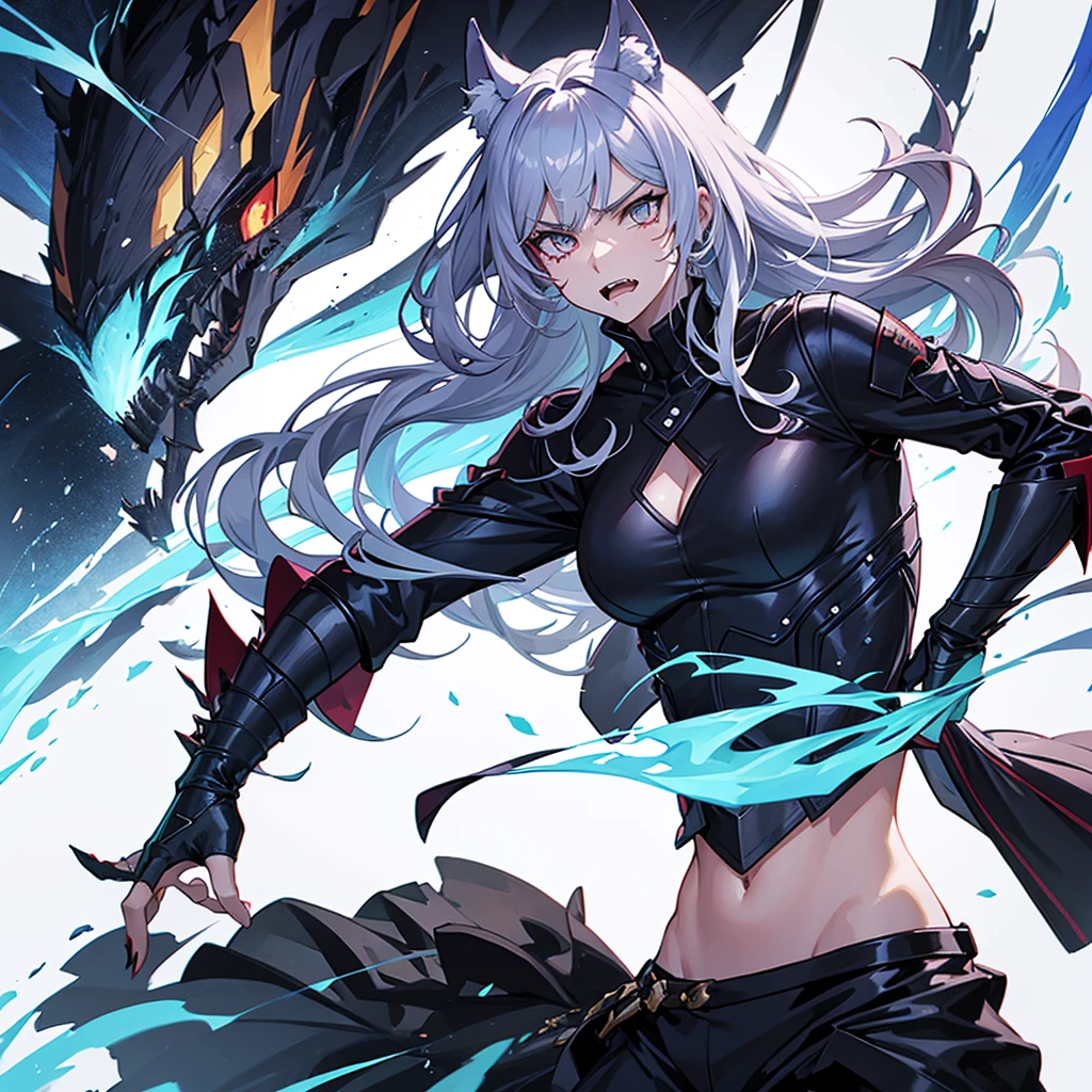 Fierce and determined half-beast woman