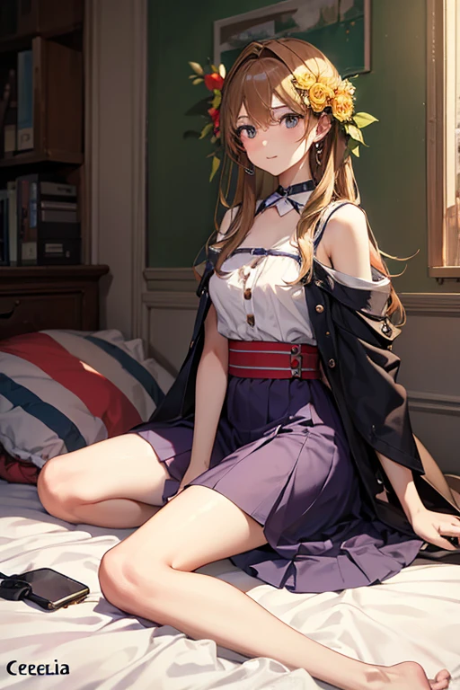 ((Cecilia Zenmai&#39;s headband、))((Ancient Automaton - Granblue Fantasy)(Love Live Girls Band Party)、Silver Hair、Short Bob、No sleeve、skirt、Black tea、Chocolate Parasol、