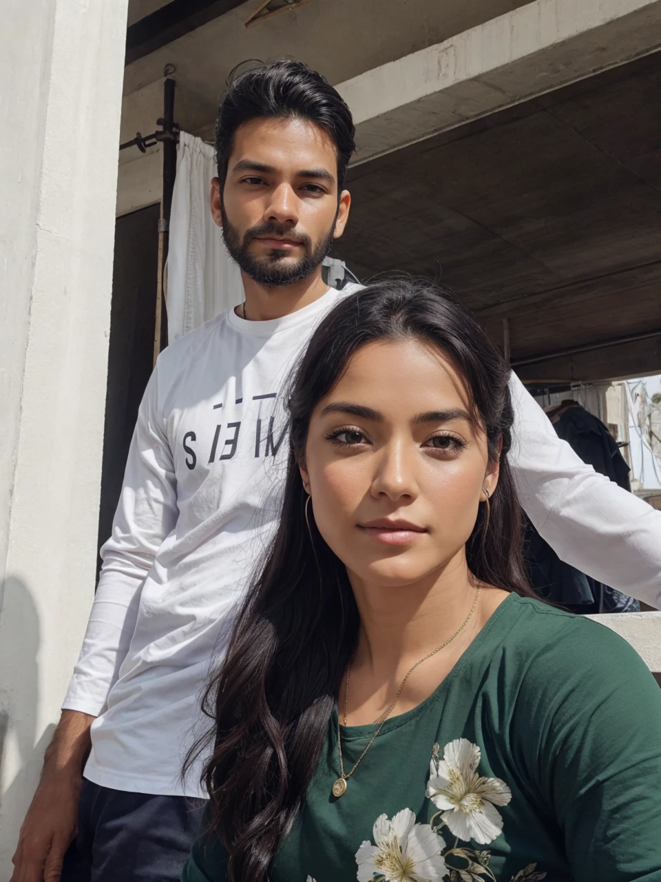 A hot girl standing with boy
On her t shirt soham and shrushti name
Sister and brother