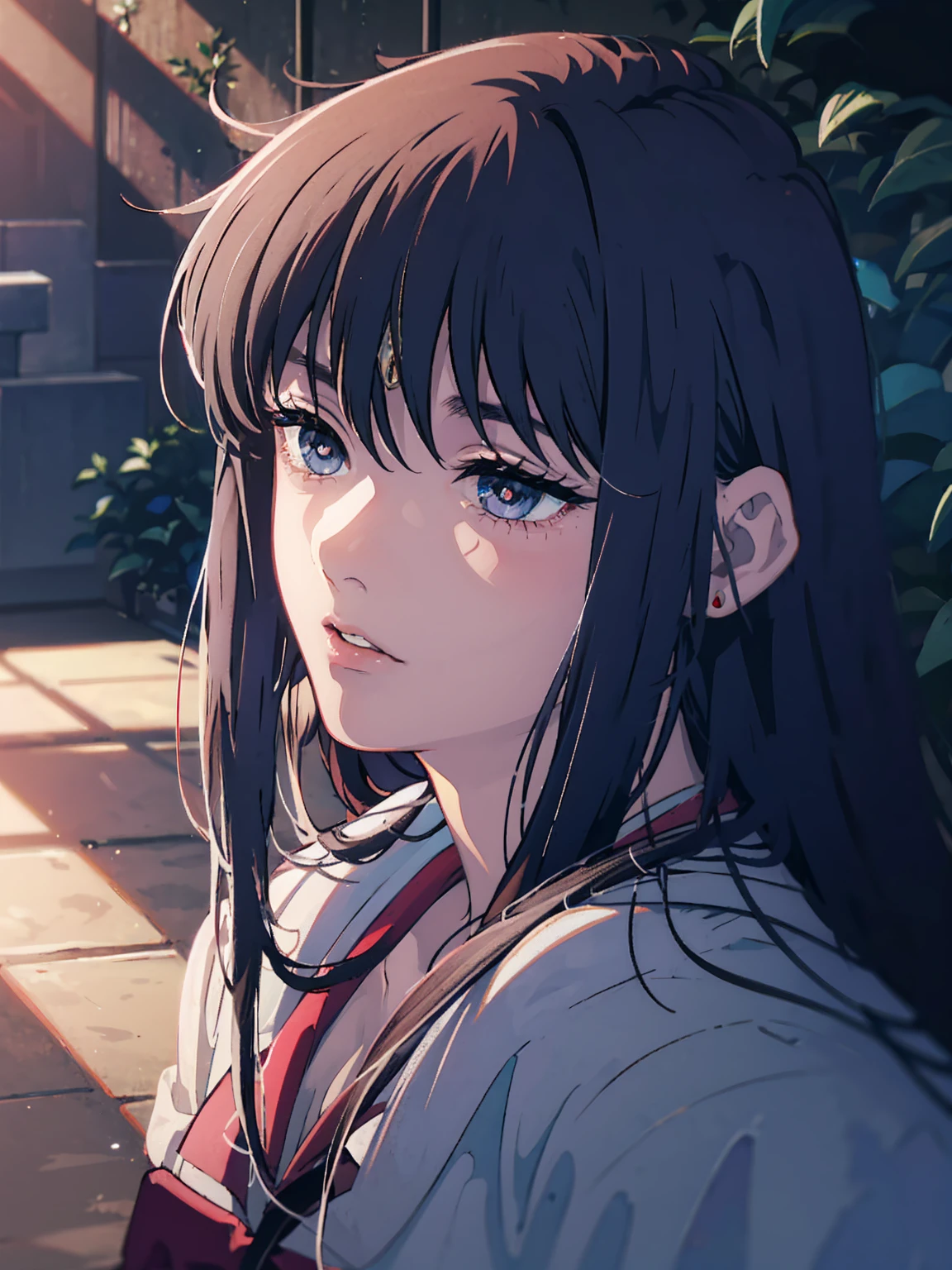 Sailor Mars, Unhealthy face;1.5, Dark Eyes;1.5, Dark circles under the eyes, Long Hair, Long Bangs, Eyes through the bangs, Big eyes, Blue Eyes