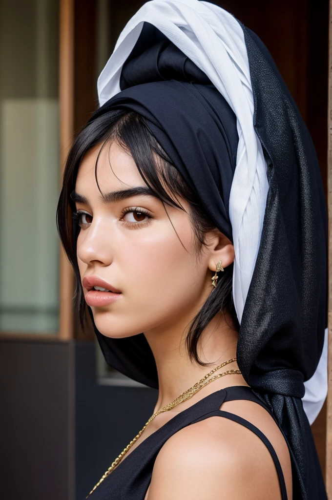 Create a picture of dua lipa wearing hijab