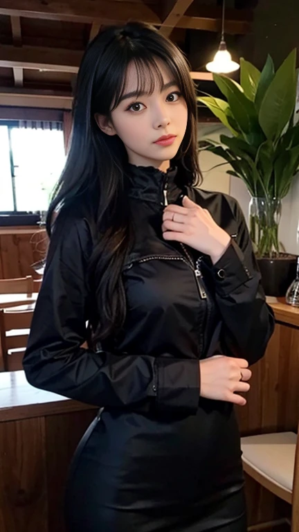 Beautiful girl black cat.