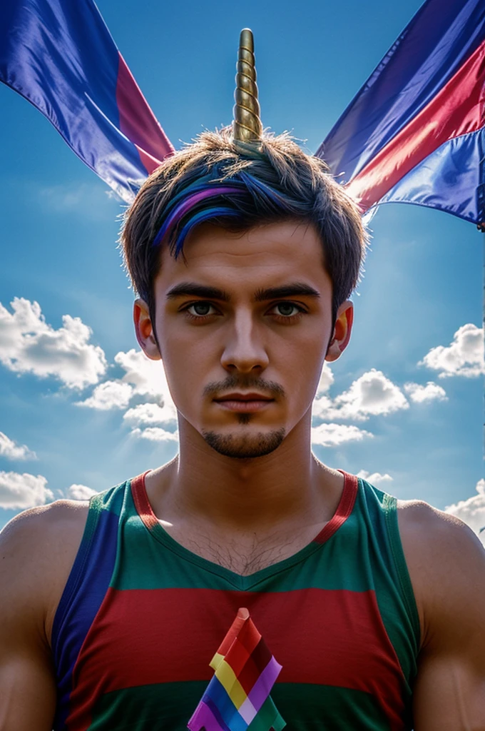 (LGBT) ( France ) ( arc-en-ciel) ( licorne ) (guerrier ) (drapeaux)
