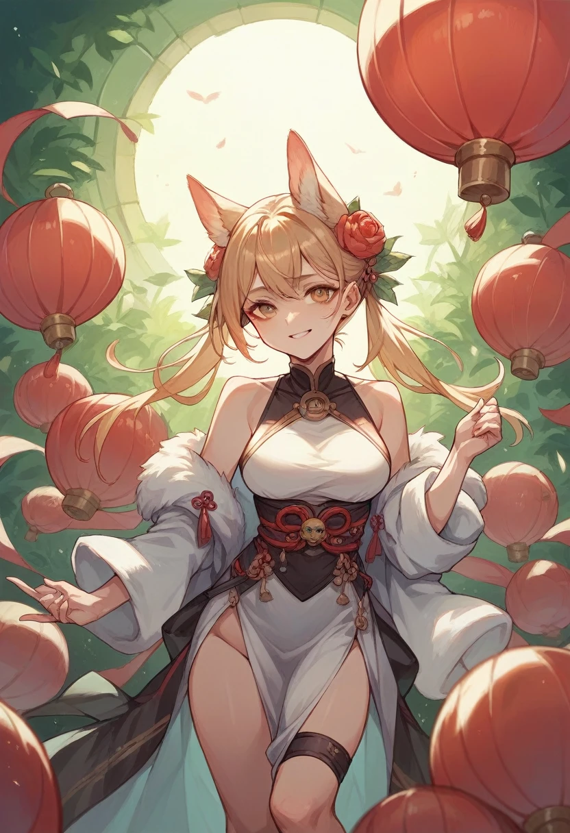 Kabuki, Kabuki makeup, rabbits, pigtails, small, kabuki costumes, female brats, huge thighs, thick eyebrows, thin waist, beautiful blonde, braids, (masterpiece), ((highest quality)), (super detailed), girls, (beautiful eyes)), beautiful detailed eyes, clean and detailed face, five fingers, textile shading, perfect anatomy,