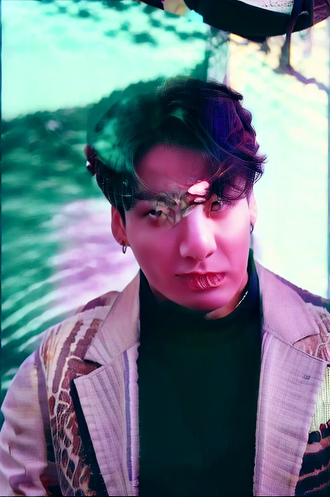 arafed man in a suit and hat posing for a picture, in style of lam manh, Jungkook, inspired by Taehyung, handsome, jungkook, pete morbacher, Jungkook hairstyle, , cover music magazine, big moths, big moon, photo for a magazine, photo for magazine