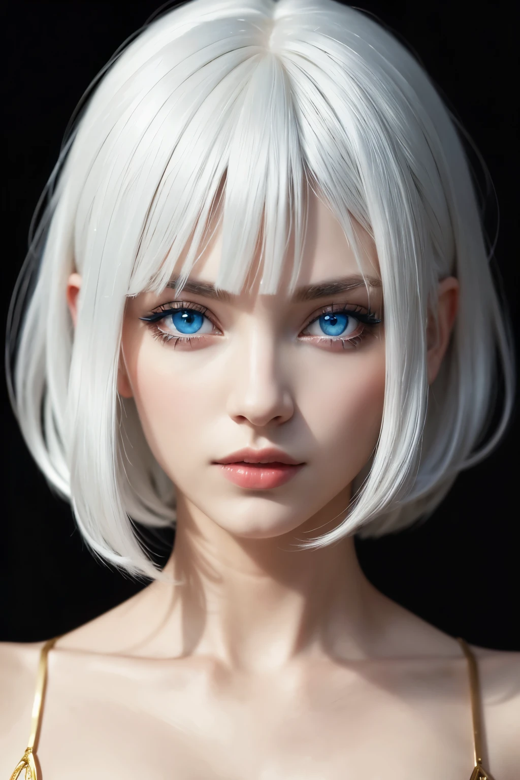 ((best qualityer)), ((work of art)), (detailded), 1 girl, White hair, blue and gold eyes