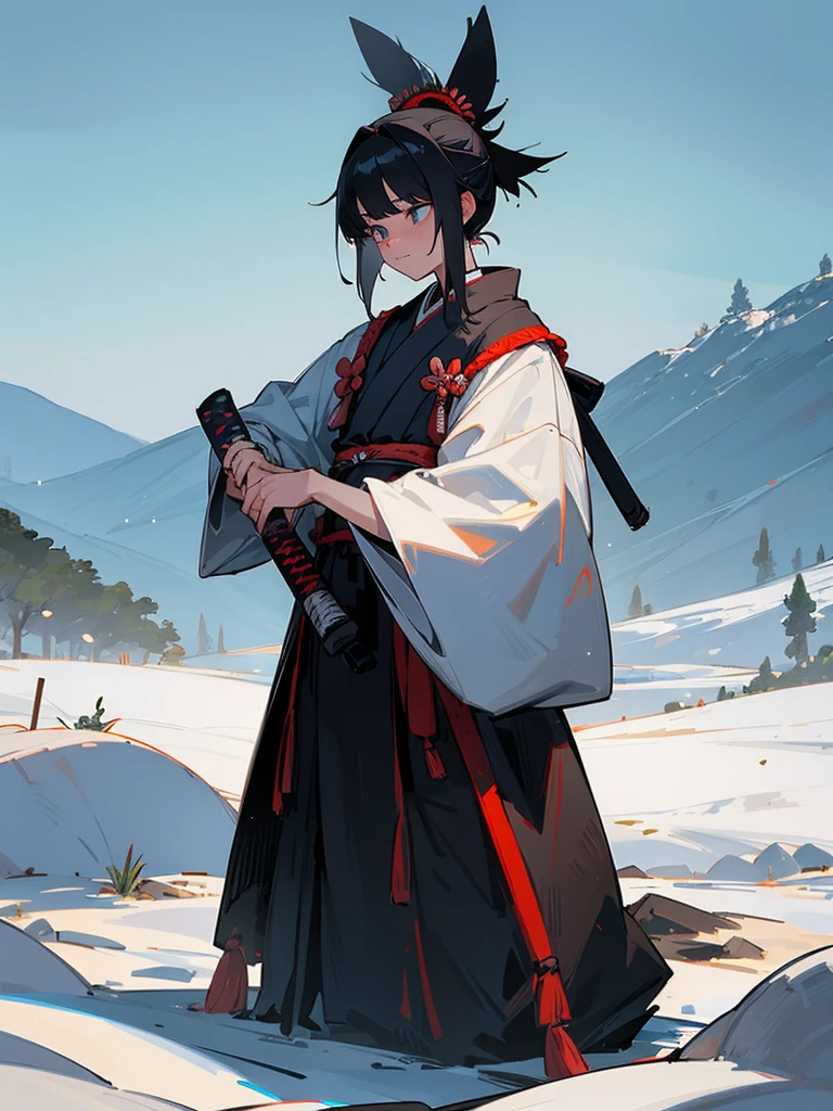 A samurai on a mountain of corpses