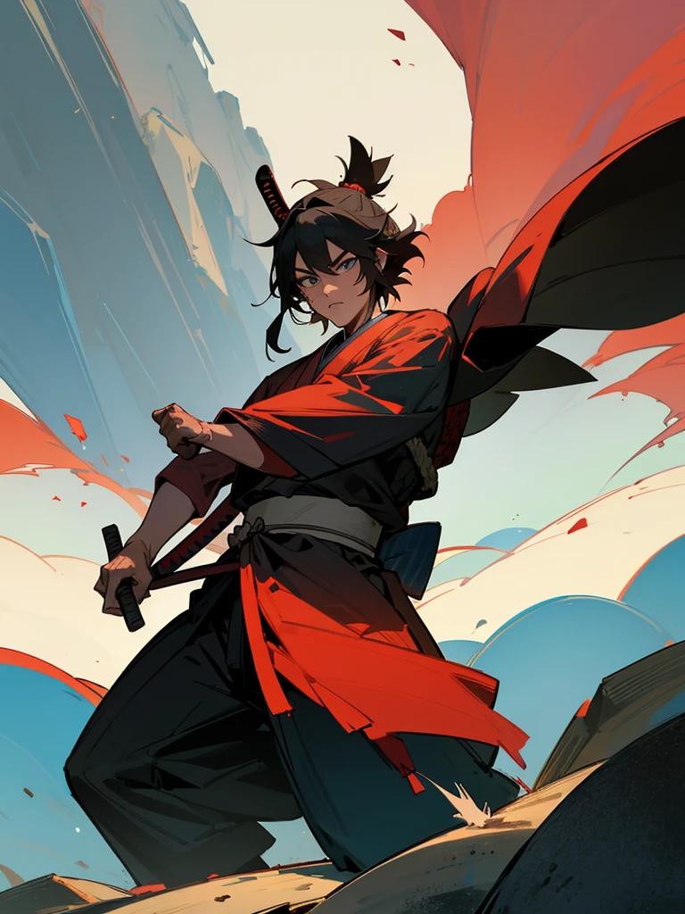A samurai on a mountain of corpses
