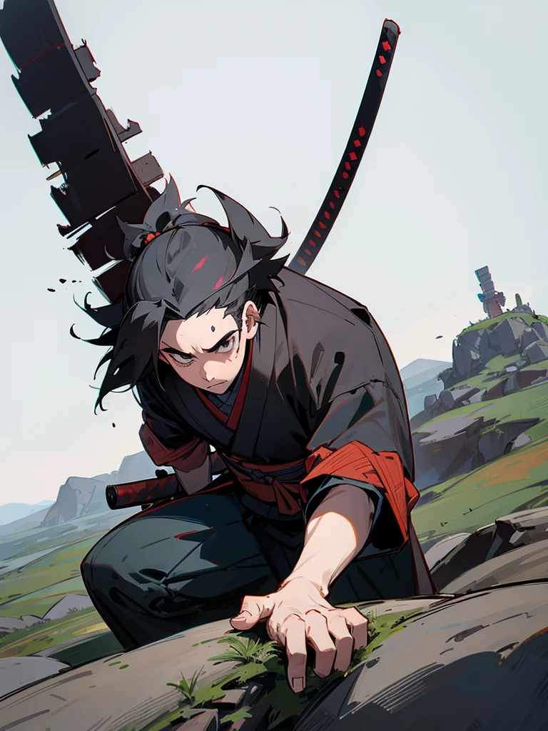 A samurai on a mountain of corpses