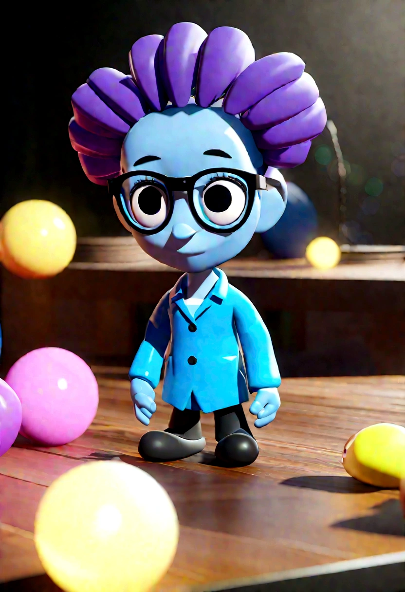 Cartoon character of a man in black glasses and blue shirt, an animated character, stylized character, animation style rendering, 3d stylized, Arnold Maya rendering, Stylized 3D rendering, toon render screenshot, 3d character, 3d character, Stylized 3D rendering, 3D character rendering, cartoon character, Personagem de close up, character posing, (Pixar-style) (master part:1.2) (bokeh) (best qualityer) (skin detailed) (detailed texture) (8K) (Argilla) (cinematic lighting) (sharp focus,Sit down and lift your upper body
