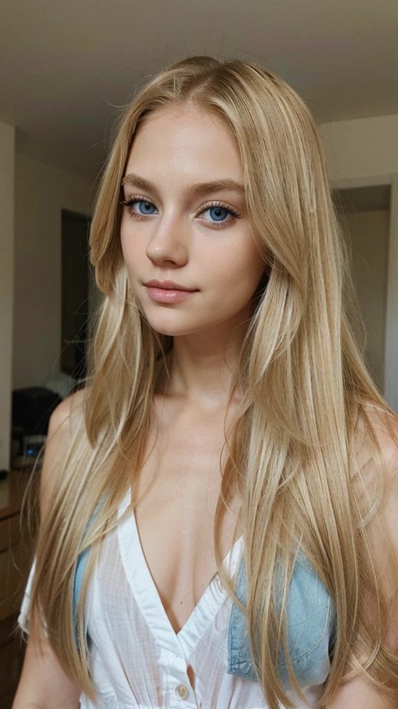 blonde girl with blue eyes, long blond hair
