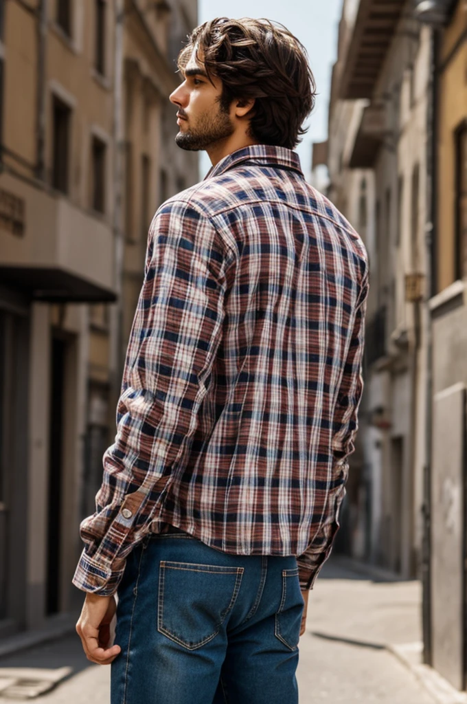 Flannel model on the back with the name Jesús De Meo 

