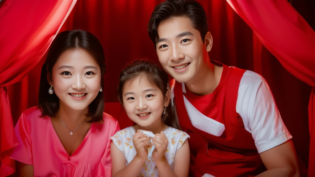 there is a man and woman and a sitting at a table, portrait of family of three, happy family, a still of a happy, promotional still, movie promotional image, still from a live action movie, portrait shot, home photography portrait, scene from live action movie, promotional image, husband wife and son, advertising photo, 60mm portrait