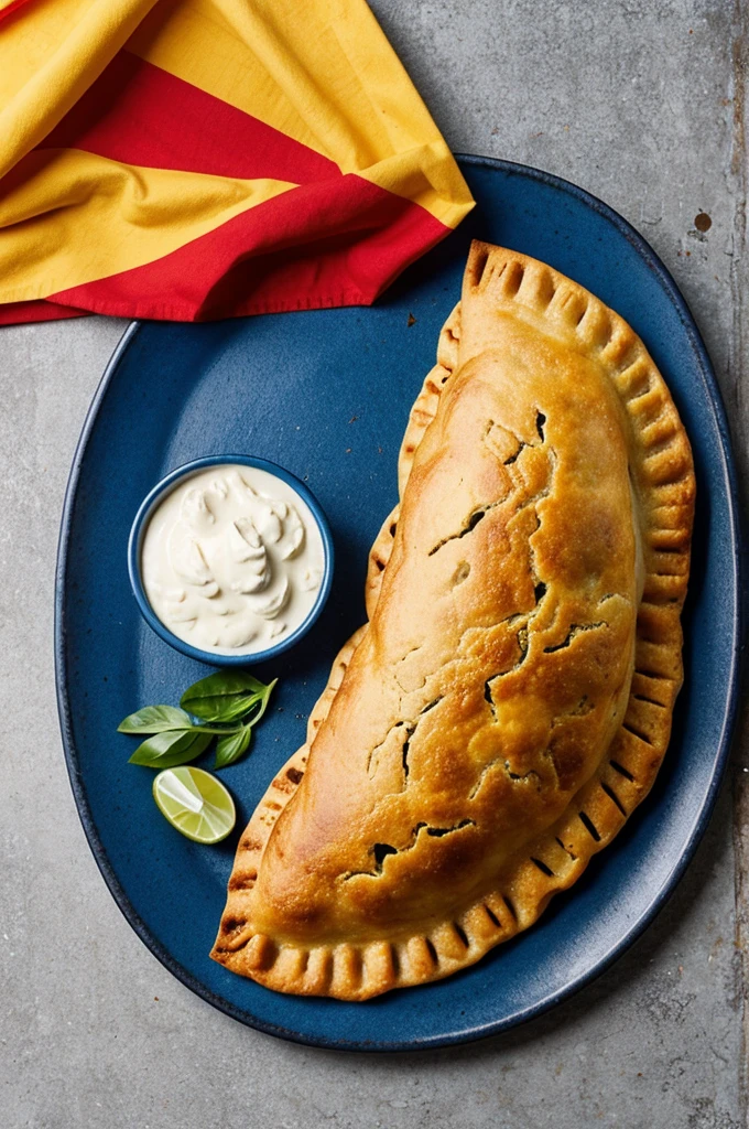 An empanada dressed as the Venezuelan flag