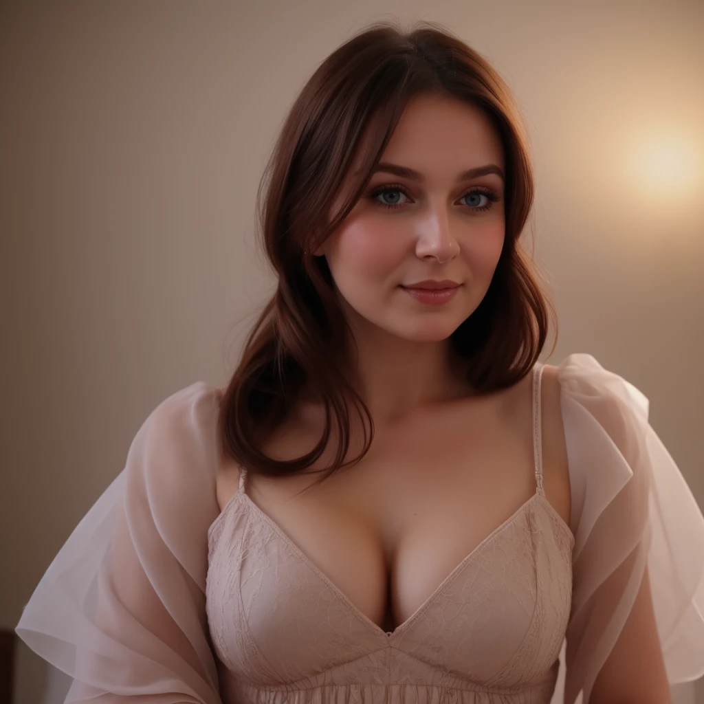 Russian woman, Intimate, face blush, red blushy cheeks, ponytail, feeling excited, beautiful thighs, in love, wearing summer mini dress