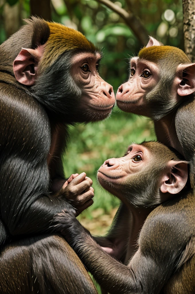 Make a monkey kiss a pig