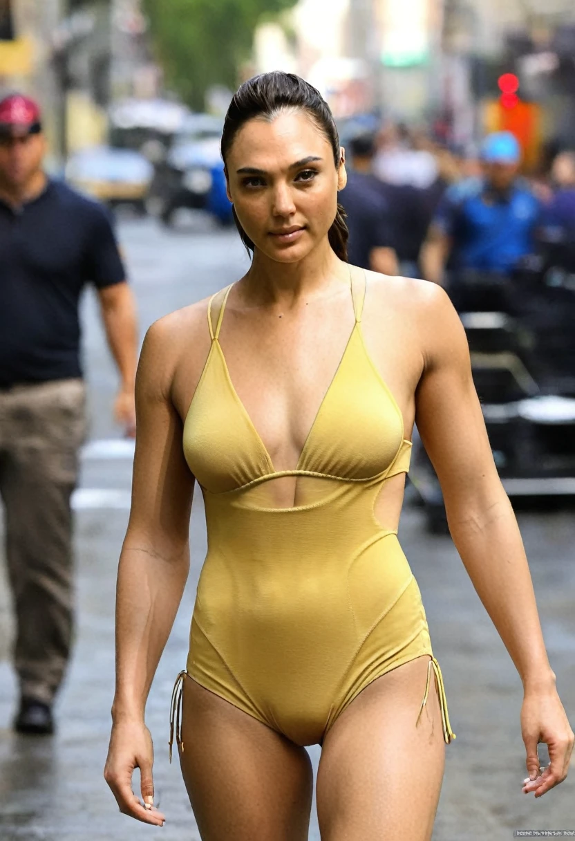 (( high quality sexy celebrity paparazzi shot )) (GalGadot, lora, gorgeous celebrity, woman, vacation side background, she is wet, walking , tall figure, yellow color panty wearing , realistic babe , random click, random move photograph , photorealistic , celebrity , woman ) shiny breast ,shiny sweaty skin , sexualized move, erotic angles, celebrity, hollywood actress , fleshy muscular woman , ( perfect anatomy , correct hands ,natural lights, depth of field, detailed face , insanely detailed skin texture, hyper detailed features )