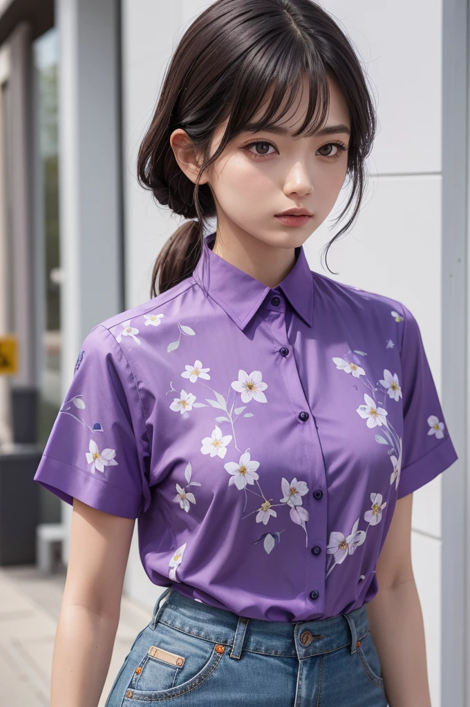A violet shirt print