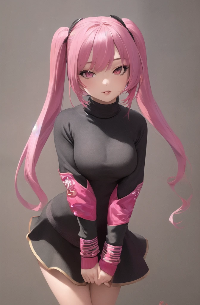 ((masterpiece)), (best quality), (detailed), 1girl,
looking at viewer, (lipstick:0.75), leaning forward,
long pink hair, twintails,
colorful thighighs,
winter, vivid colors,