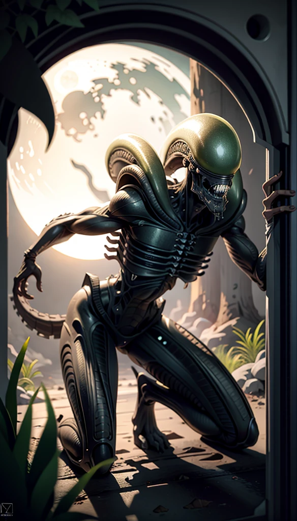 (cowboy shot), sfw, (masterpiece), (best quality:1.0), (ultra highres:1.0), detailed eyes
BREAK
xeno, monster, sharp teeth, science fiction, quadra ped, tail, down on all fours, dog like, symmetrical, sharp teeth, facing viewer, upper body
green blood, acid
BREAK
(forest, moonlight, gorgeous view)