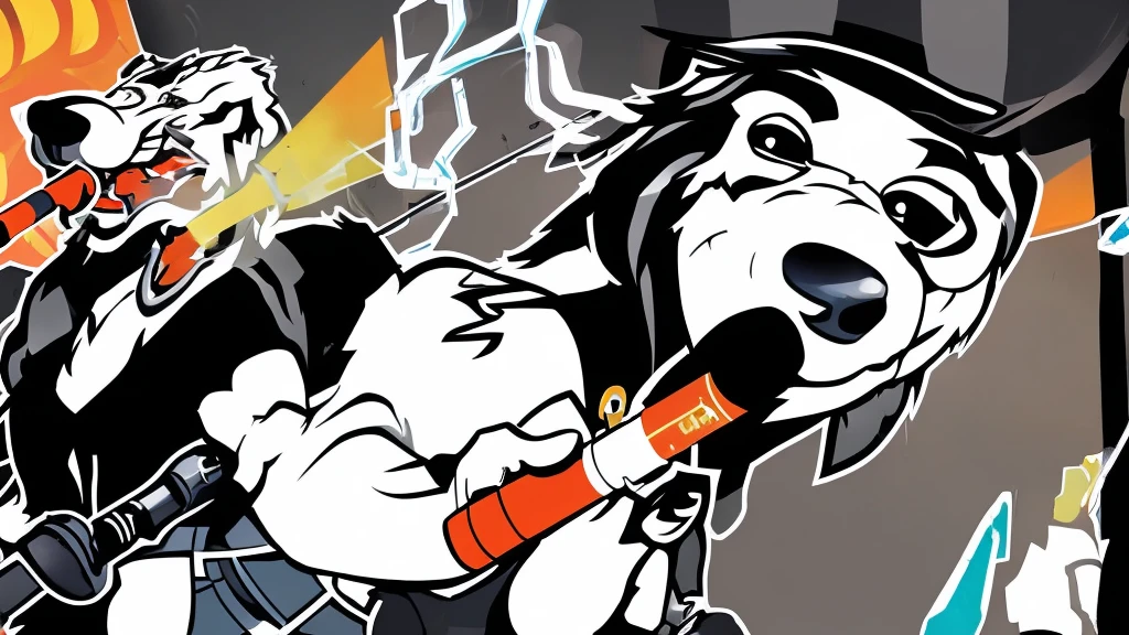 create an image of a dog walking through the streets with a cigarette in its mouth, drinking redbull and looking at girls&#39; butts