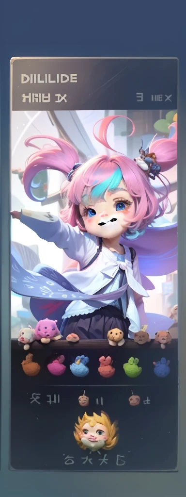 Cute  s，delicated，Big eyes，Small nose，Childlike，Smile Expression