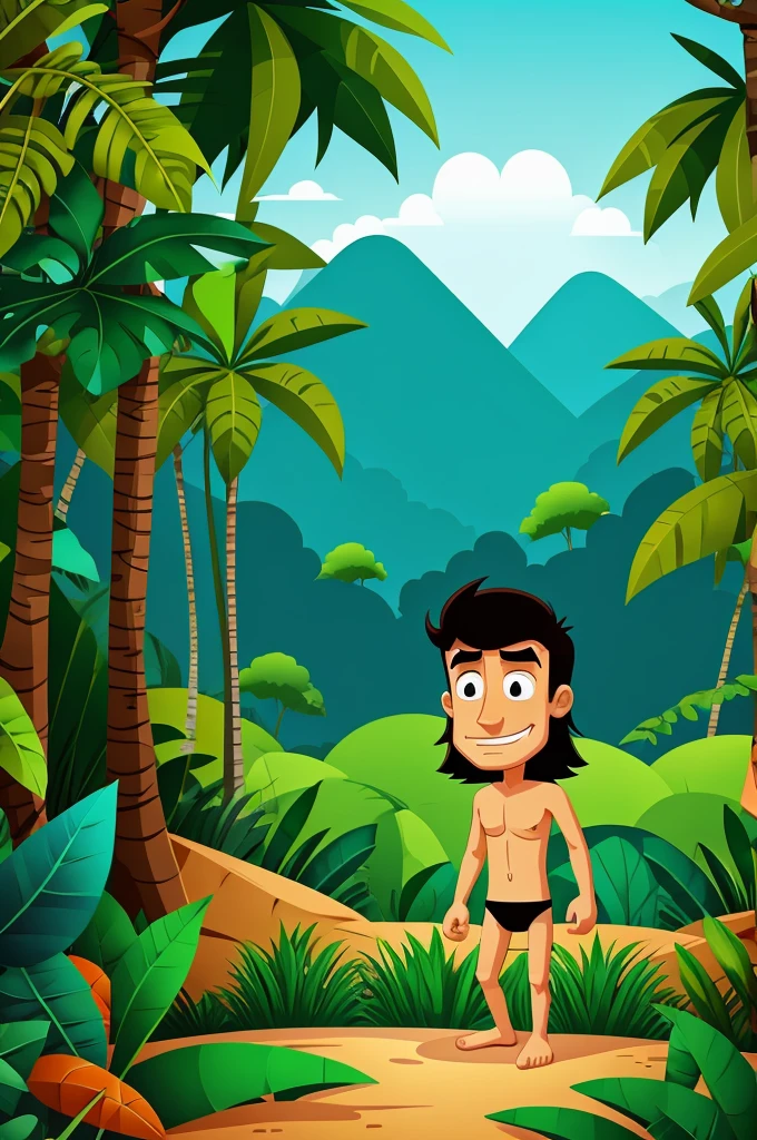 Generate the jungle picture and cartoon