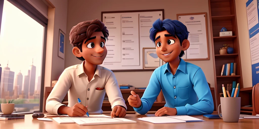 Mohan and Sohan encouraging each other.
• Applying for a job in the city or talking to an employer.8k