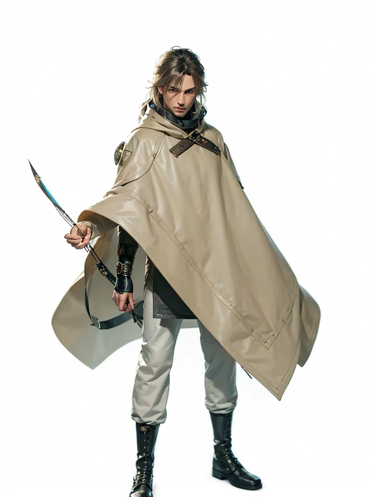 (male character), (extra long, flowing, blond-colored hair), (heterochromia), (left eye: blue), (right eye: brown), (black leather coat), (black shirt), (archery gloves), (black trousers), (black scarf), (illustration), (ultra-detailed), (realistic), (highres), (portrait), (mysterious lighting), (vivid colors) (mage) (fighter) (cold light)
Espadachim, espada
