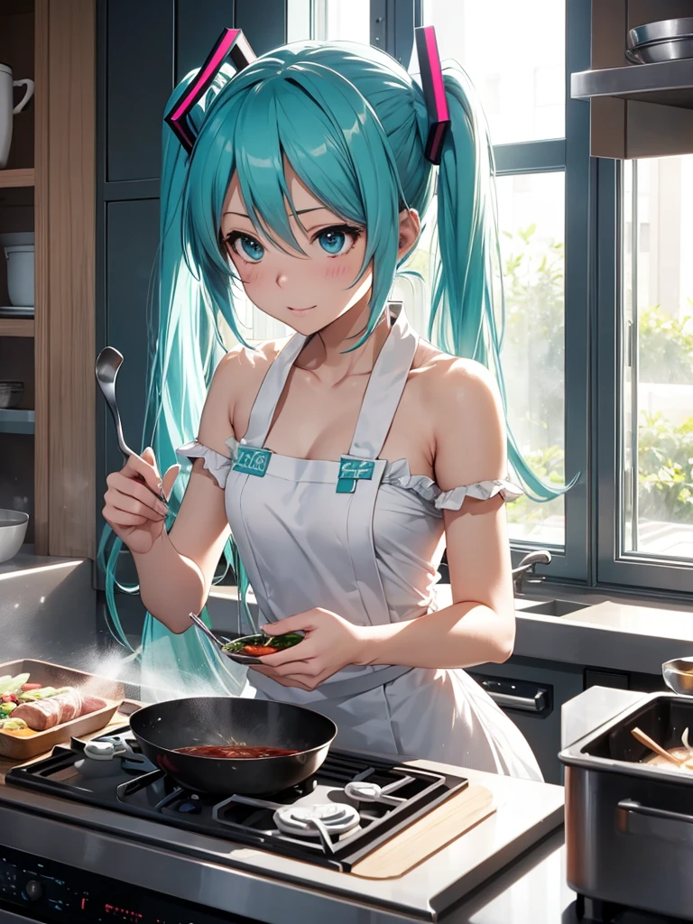 Hot hatsune miku, cooking