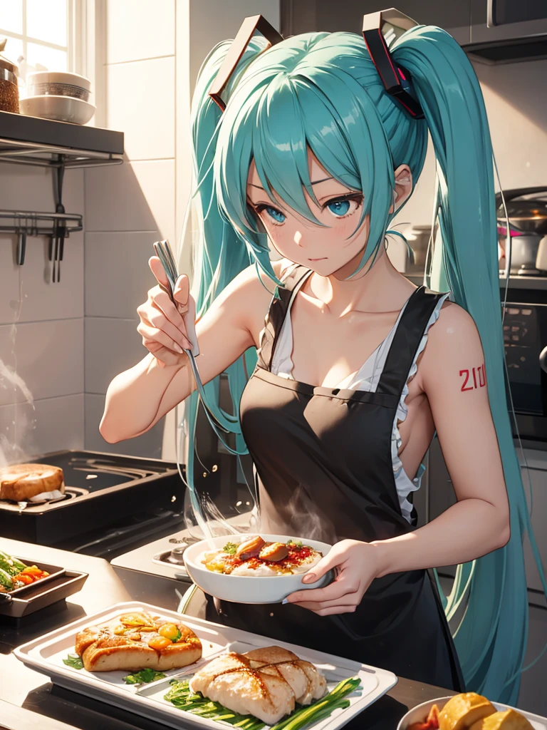 Hot hatsune miku, cooking