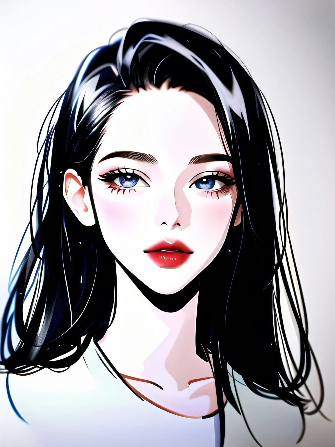 1 girl, closed mouth, lips, Looking at the viewer, portrait, sketch, One