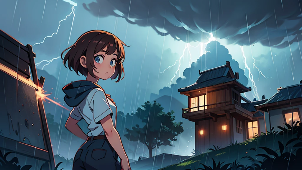  Manga In The Storm With Rain Lightning Light.