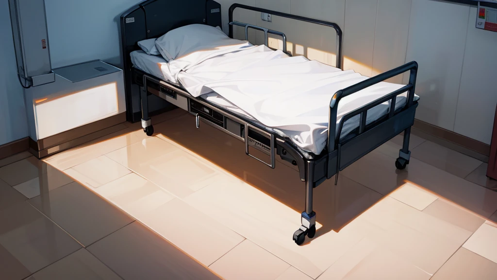 one hospital bed side view