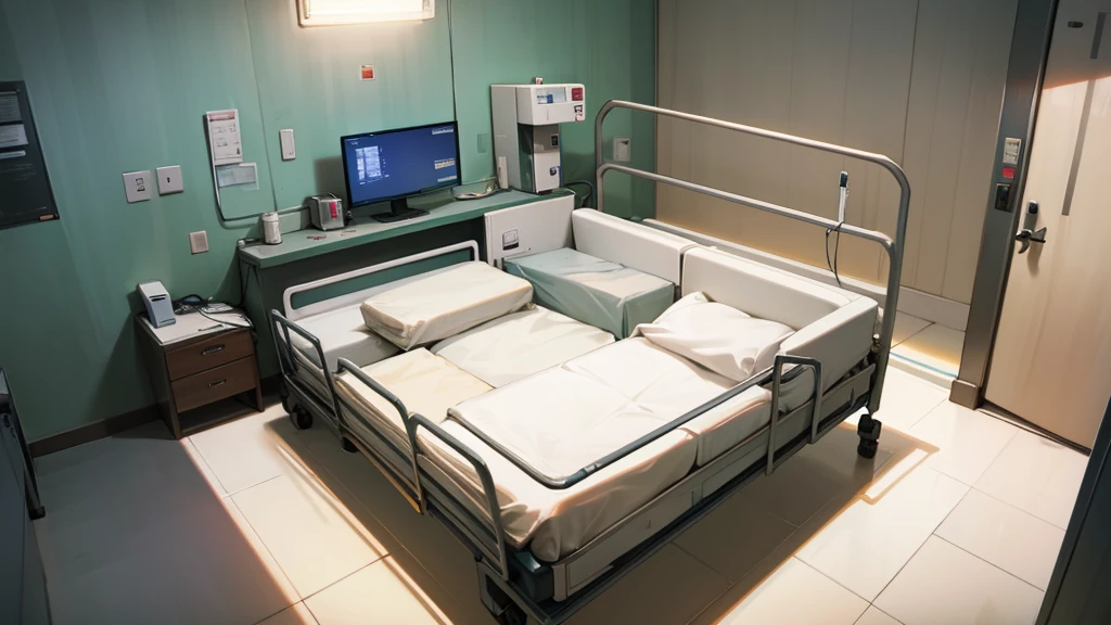 one hospital bed side view