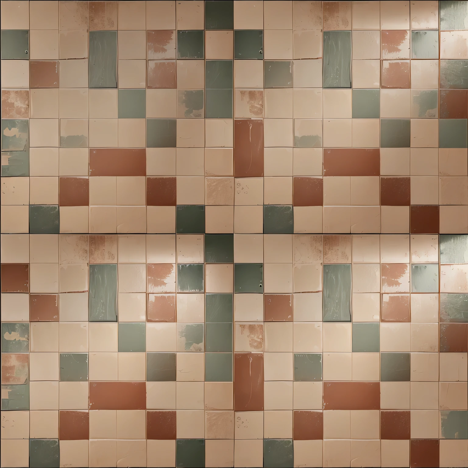 Seamless texture of colorfyl floor tiles in an old bathtub