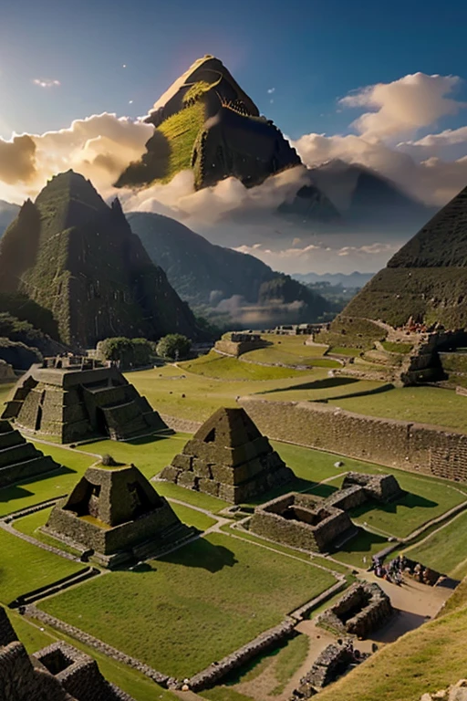 (Visual displays of various mysterious ancient buildings such as the Pyramids of Giza, stonehenge, machu picchu, and ancient artifacts. Mysterious background music.)