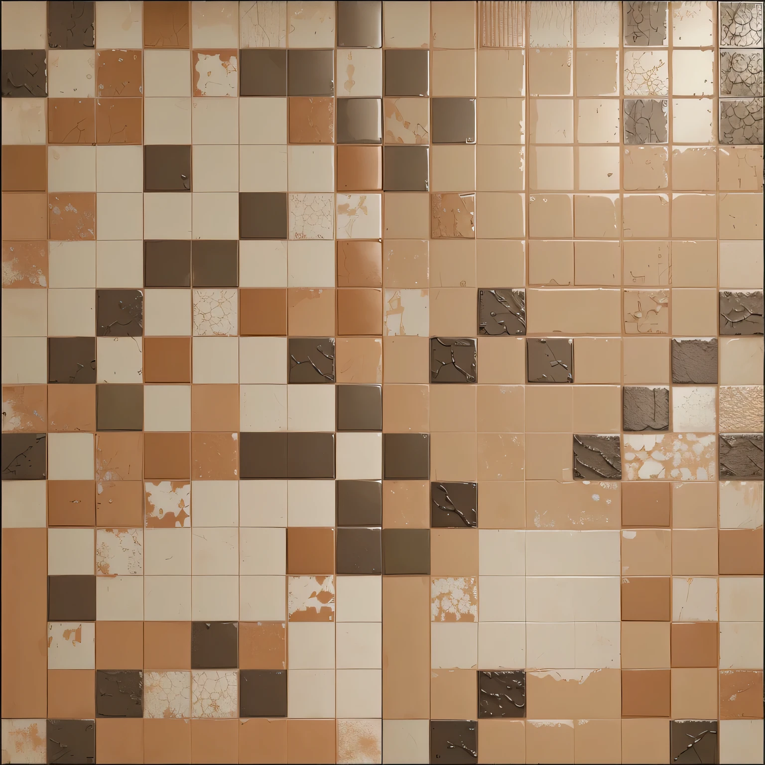 Seamless texture of floor tiles in an old bathtub