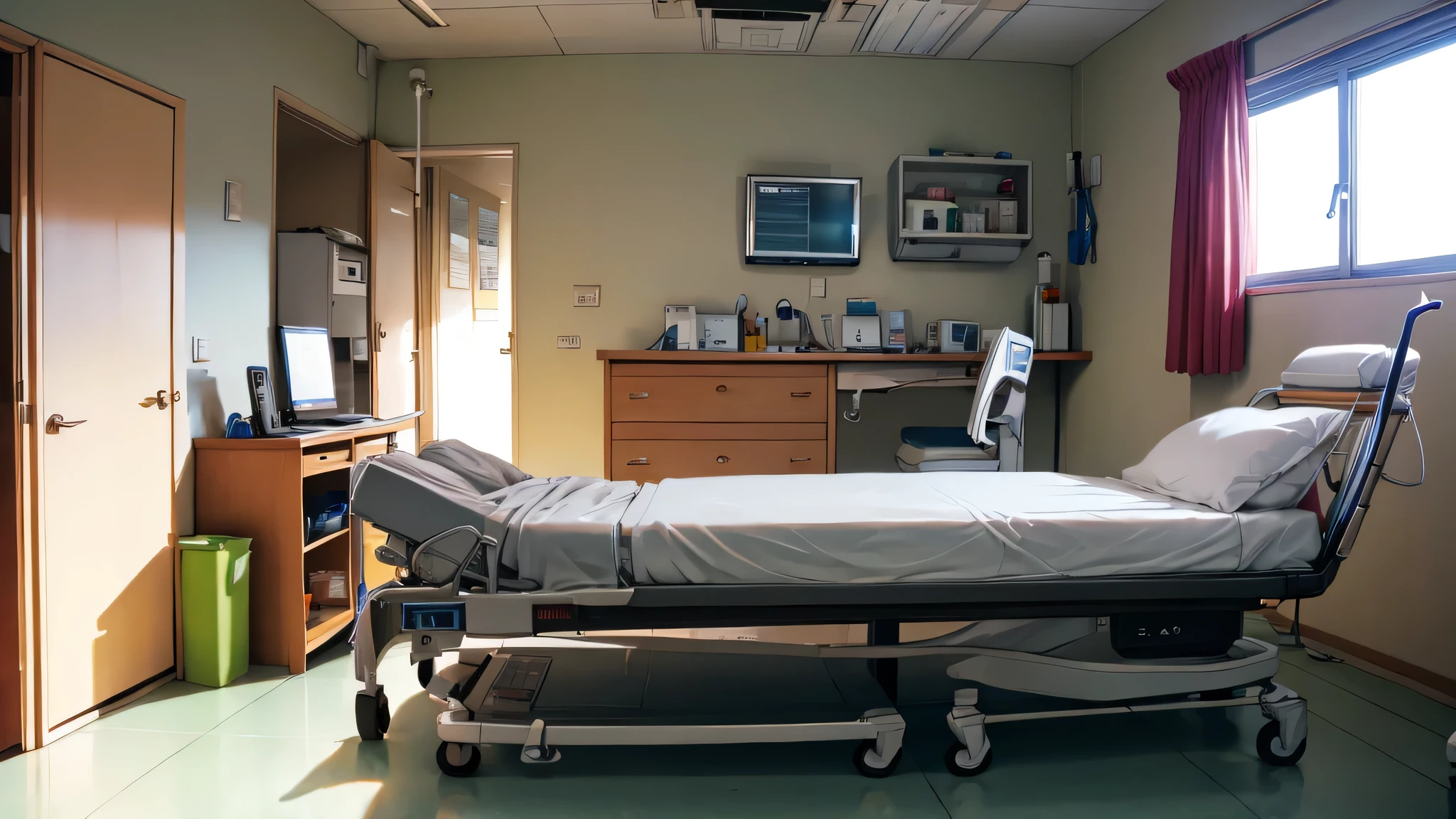 hospital bed side view