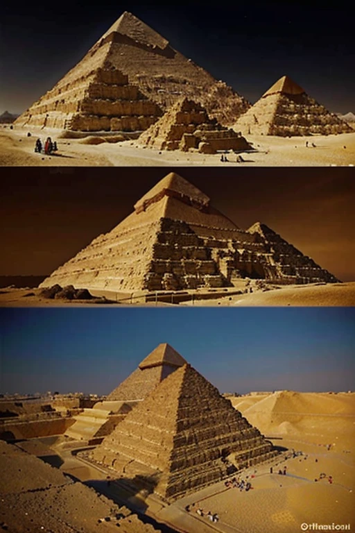 The Pyramids of Giza and Egyptian Antiquity:**
(Visuals of the Giza Pyramids and ancient Egyptian tombs. The graphic shows the scale and complexity of the pyramid.)