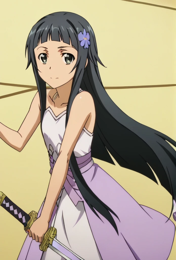 Sword Art Online, yui, long hair, bangss, Bblack hair, hair ornament, very long hair, bangss romba, hime cut, eyes black, Masterpiece artwork, best qualityer, anime screencap, tsuchimiya, competition