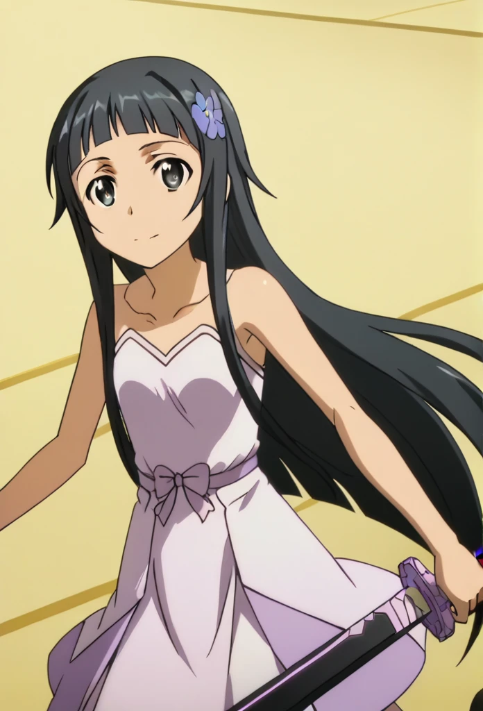 Sword Art Online, yui, long hair, bangss, Bblack hair, hair ornament, very long hair, bangss romba, hime cut, eyes black, Masterpiece artwork, best qualityer, anime screencap, tsuchimiya, competition