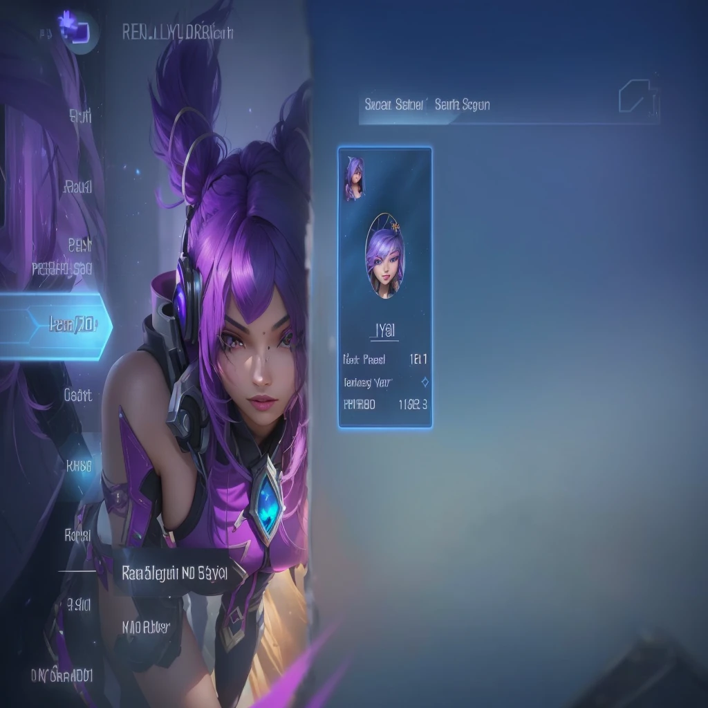 Beautiful girl a close up of a person with a purple hair and a purple outfit, full protrait, league of legends character, irelia, smooth fuschia skin, style league of legends, youthful taliyah, league of legends style, zenra taliyah, mobile legends, from league of legends, fuschia skin, fuchsia skin