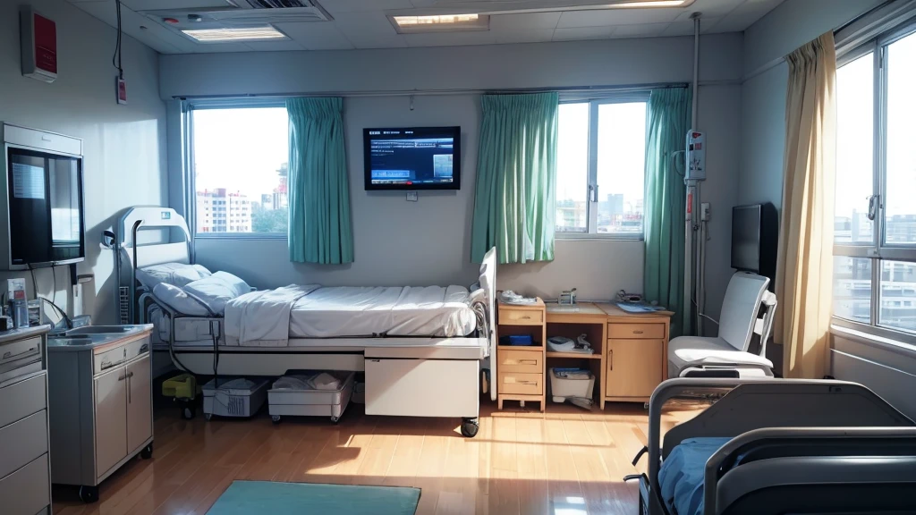 hospital bed side view