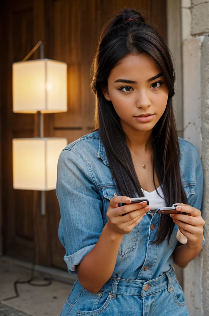A young woman showing a text message to her friend, who looks intrigued