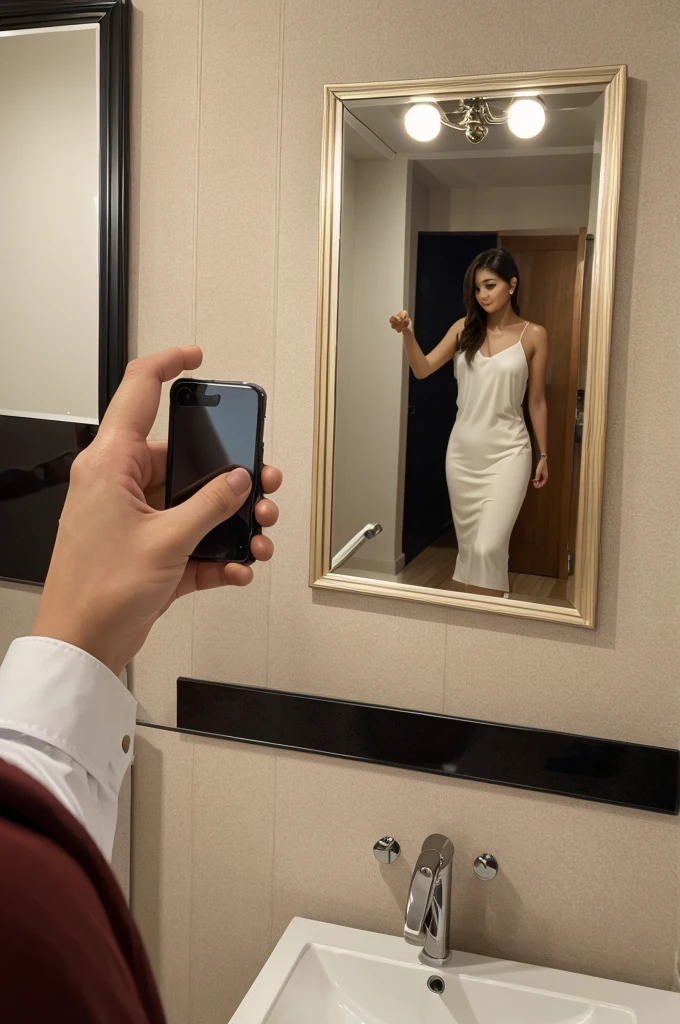 Take a photo of mirror and hand to phon with quality of 8 k