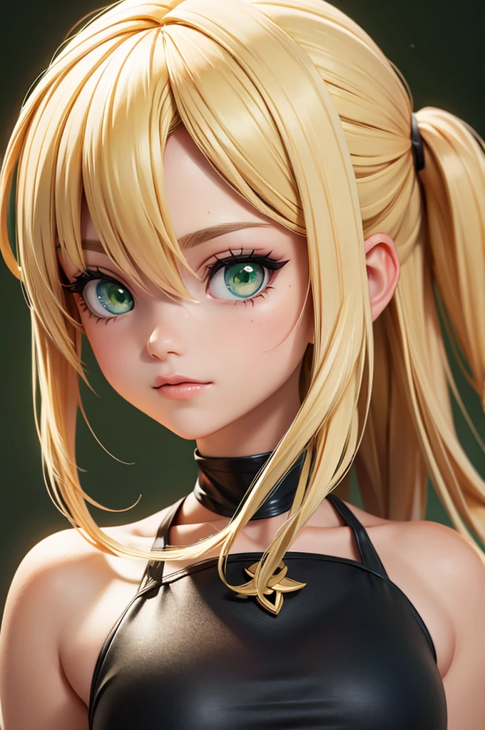 cartoon, blonde girl, green eyes