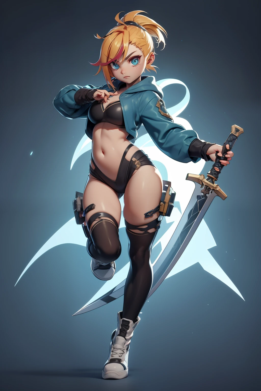 Mini Ghost in the Shell, (Ghost in the Shell), solo, ray tracing, 3D style, 3DMM, ((oses per photo)), ((oses ouch cada foto)), fully body,(Front view),(Costas Issue), (Emist on the left), show flat belly, (((oses per photo))),(very big breastsperfect ass, perfect and symmetrical eyes, (perfect handuturistic sword in hand)), ((short hair)),((Open wizard clothes)),white clothing with textured edges, skin fair, luouchas detalhadas, White thigh-high tights with trim, ouchestido aberto ouch "ouch", Waist slender, big legs, low water, Show legs to the top of the waist, (broken fabric falling over the legs),((open top)),ultra realistic skin, realistic human eyes,ultra realistic skin,((striped shirt)),super sensual suit,(faixas ouch torno dos seios), colorfully,top with ruffles,(pubis with a lot of volume),(extrouchamente sensual),(very sensual)