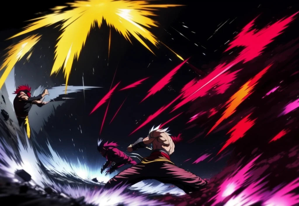fight scene dynamic pose, motion blur, emphasis line, sparks, plasma, aura, night scene, ((punching)) akaza,
rengoku kyojuro, KatanaOneHand,